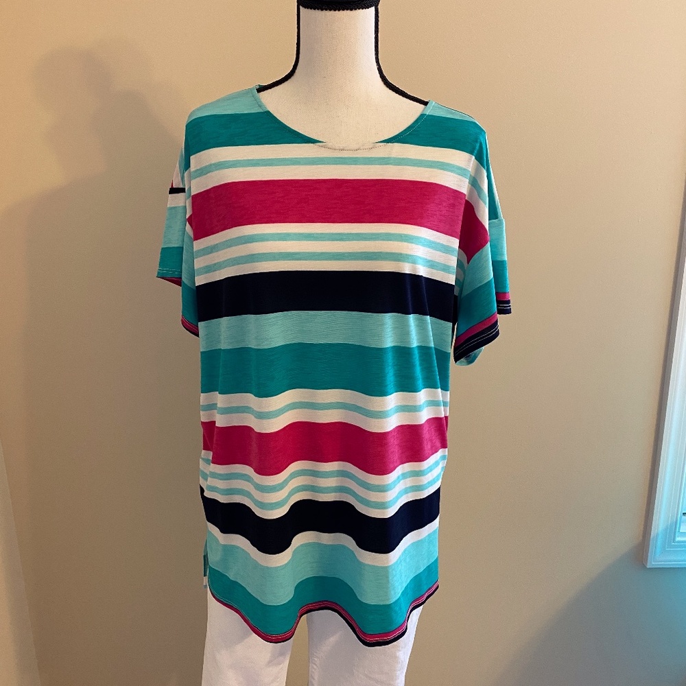 Honeyme Teal & Pink Striped T
